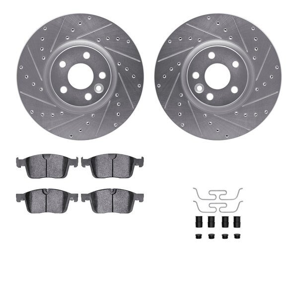 7312-27076, Rotors-Drilled, Slotted-SLV w/3000 Series Ceramic Brake Pads incl. Hardware, Zinc Coat, Dynamic Friction Co, Mfr#: 7312-27076